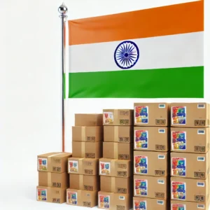 Brown boxes with a flag of India