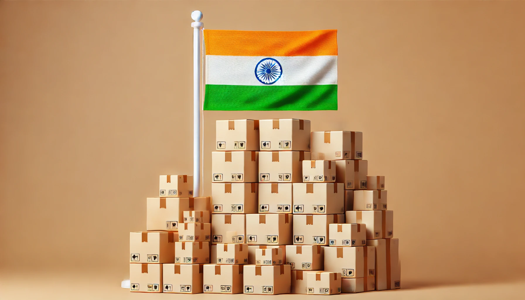 a flag of India with plain brown boxes